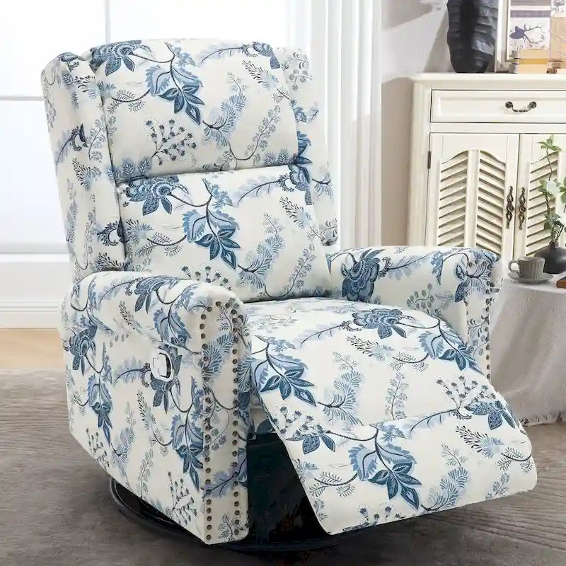 HOMYKA Floral Manual Recliner Swivel Rocking Chair Glider Set of 2