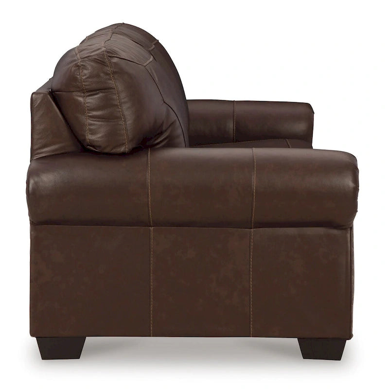 92 Inch Sofa, Nailhead Trim, Cushion Seating, Brown Leather Upholstery