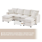 Modern 6-Seat Free Combination U-Shaped Modular Sofa, Sectional Couch Set with 2 Pillows