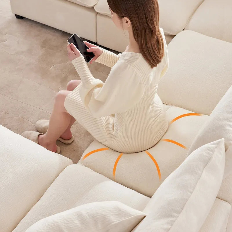 Modern 6-Seat Free Combination U-Shaped Modular Sofa, Sectional Couch Set with 2 Pillows