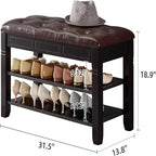 Shoe Storage Bench with Cushion - 31.5D x 13.8W x 18.9H