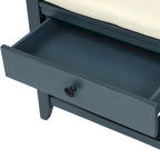 Shoe Rack with Cushioned Seat and Drawers, Multipurpose Entryway Storage Bench (Antique Navy)