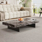 Modern 42 Faux Marble Square Coffee TableGlossy Sintered Stone Tabletop