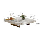 Modern 42 Faux Marble Square Coffee TableGlossy Sintered Stone Tabletop