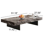 Modern 42 Faux Marble Square Coffee TableGlossy Sintered Stone Tabletop