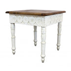 HomeRoots 24 Ivory And Brown Solid Wood Square End Table - 24