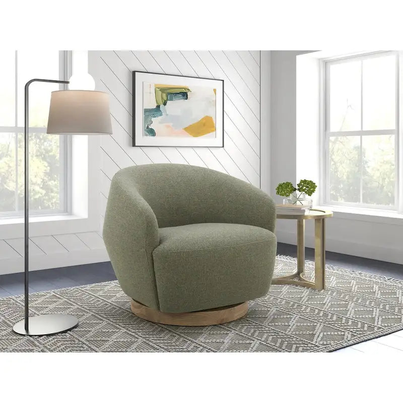 Divani Casa Agatha Modern Hemp Fabric Swivel Accent Chair