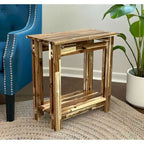 Acacia Wood Architectural Recliner Table with Shelf