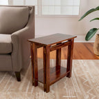Acacia Wood Architectural Recliner Table with Shelf