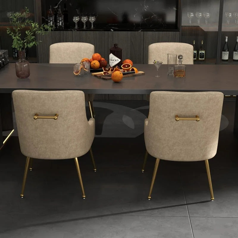 SEYNAR Modern Glam PU Leather Dining Chair or Vanity Chair Set of 4 with Rear Handle