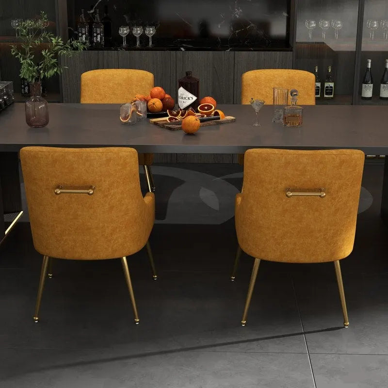 SEYNAR Modern Glam PU Leather Dining Chair or Vanity Chair Set of 4 with Rear Handle