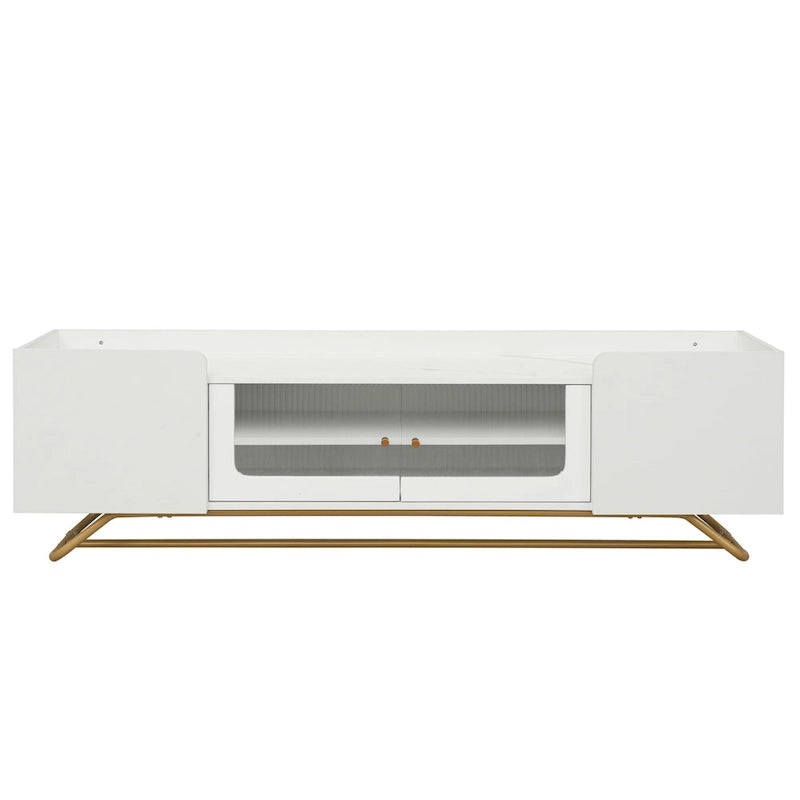 TV Console Table with Gold Frame Base