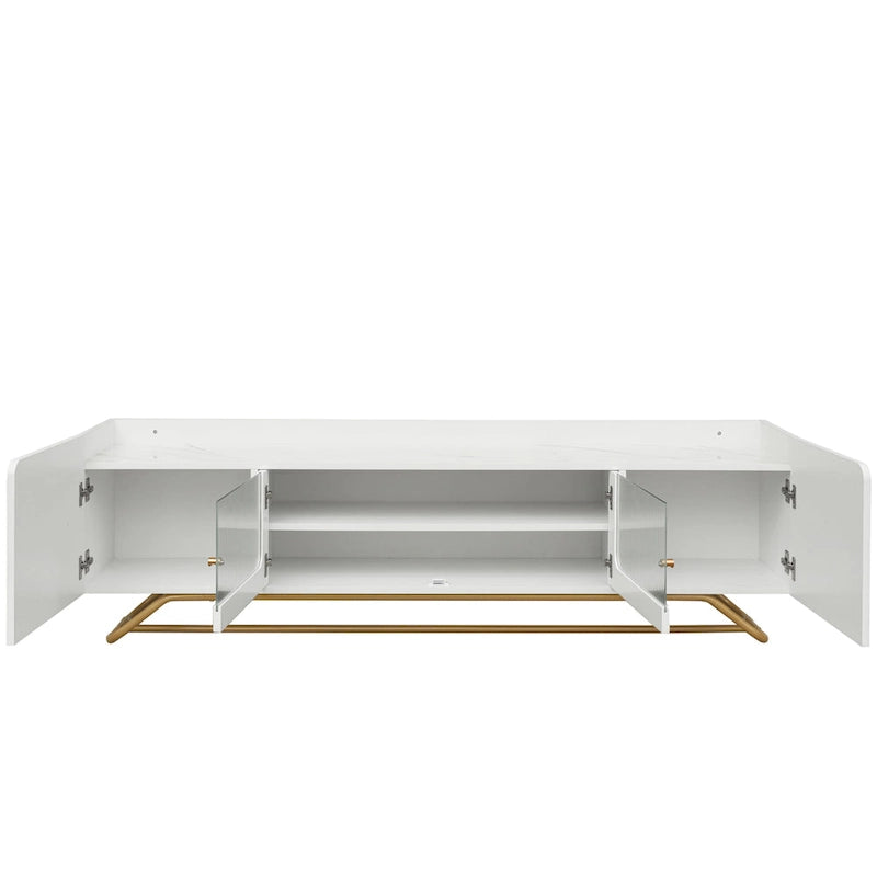 TV Console Table with Gold Frame Base