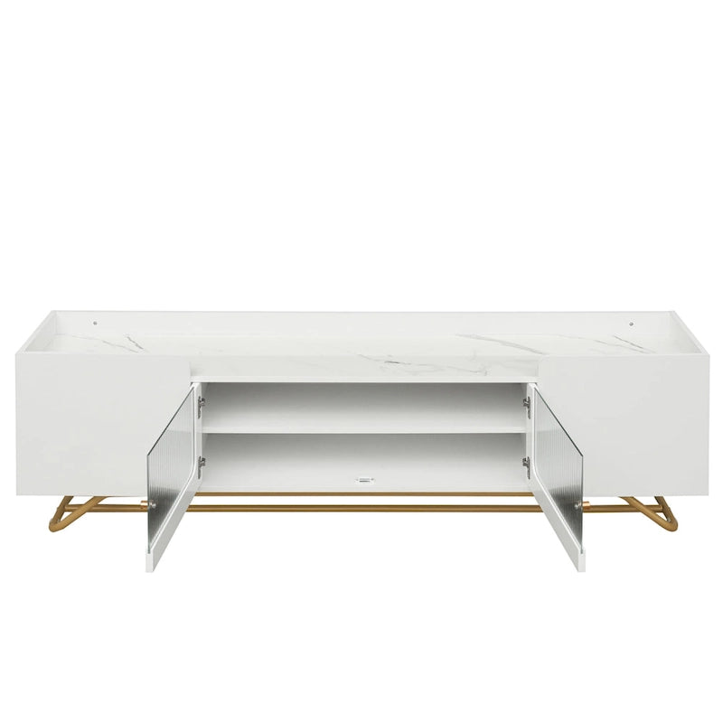 TV Console Table with Gold Frame Base