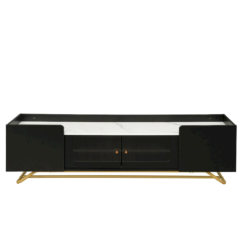 TV Console Table with Gold Frame Base
