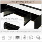 TV Console Table with Gold Frame Base