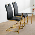 Dining Living Room Chairs Upholstered Chair with gold Metal Legs Design Set of 2