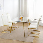 Dining Living Room Chairs Upholstered Chair with gold Metal Legs Design Set of 2