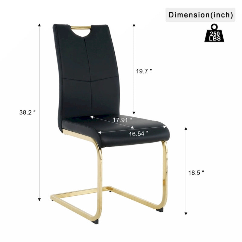 Dining Living Room Chairs Upholstered Chair with gold Metal Legs Design Set of 2
