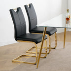 Dining Living Room Chairs Upholstered Chair with gold Metal Legs Design Set of 2