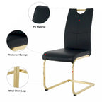 Dining Living Room Chairs Upholstered Chair with gold Metal Legs Design Set of 2