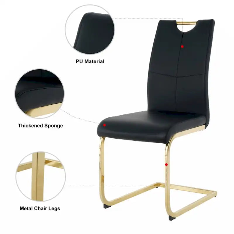 Dining Living Room Chairs Upholstered Chair with gold Metal Legs Design Set of 2