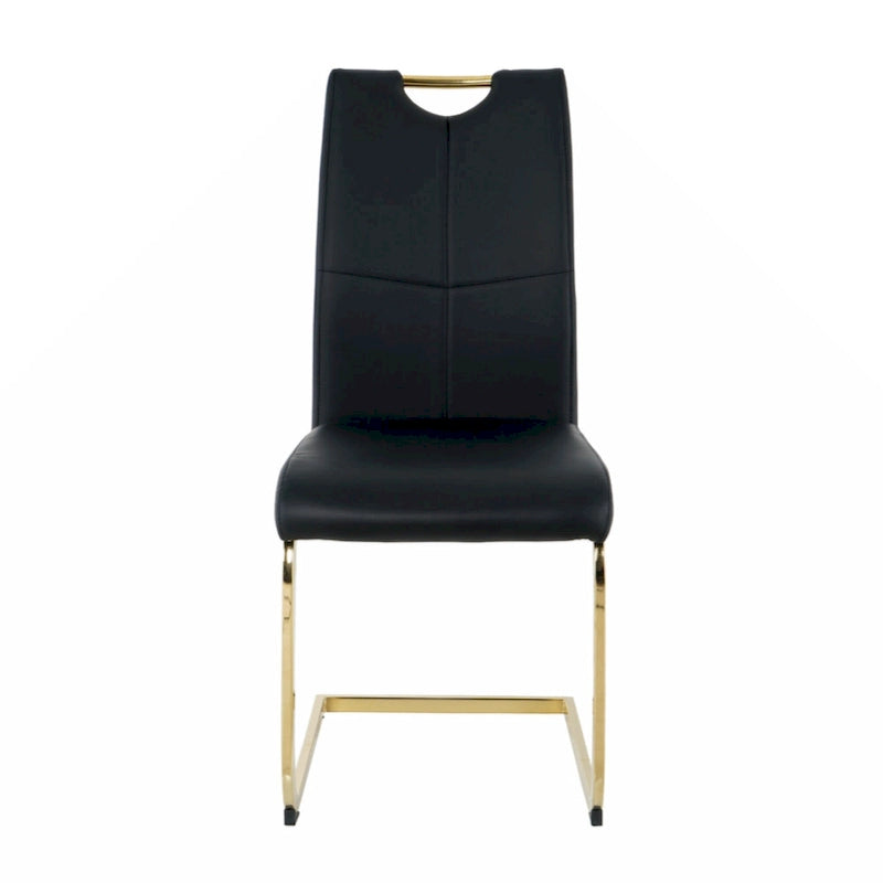 Dining Living Room Chairs Upholstered Chair with gold Metal Legs Design Set of 2