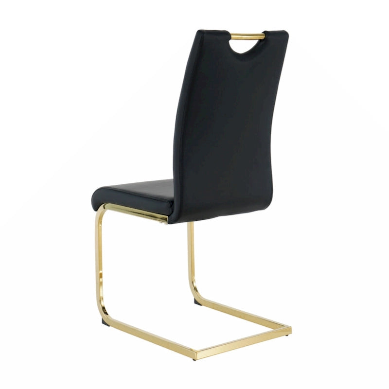 Dining Living Room Chairs Upholstered Chair with gold Metal Legs Design Set of 2