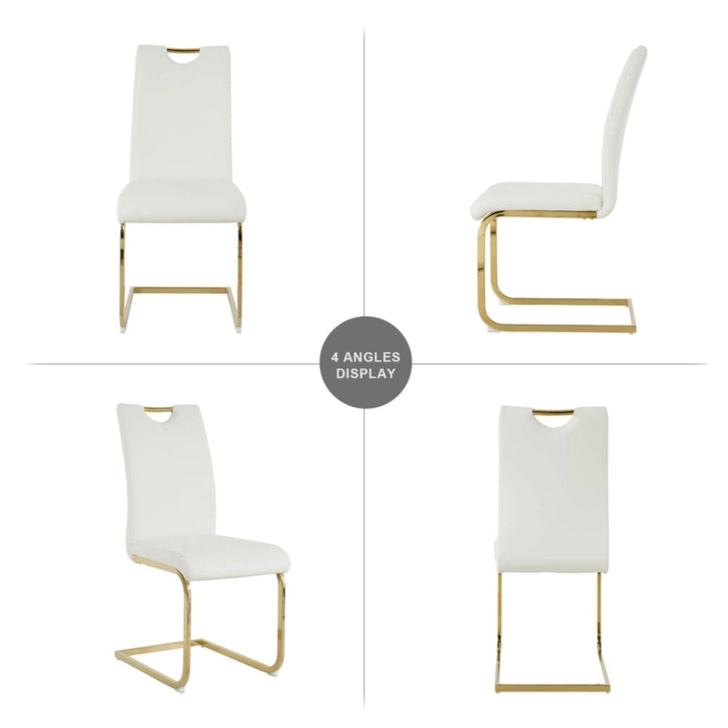 Dining Living Room Chairs Upholstered Chair with gold Metal Legs Design Set of 2
