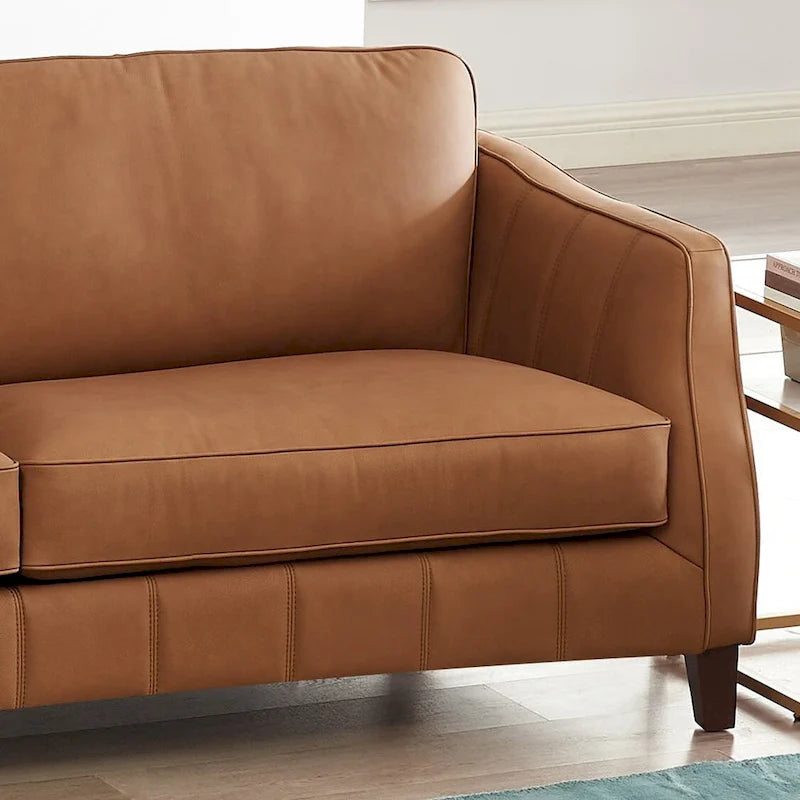 Hydeline Aria Top Grain Leather Sofa Couch with Feather Memory Foam and Springs