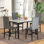 Modern 5 Piece Faux Marble Kitchen Dining Table Set for 4 with PU Leather Chairs, Dinette for Small Spaces, Breakfast Nook
