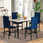 Modern 5 Piece Faux Marble Kitchen Dining Table Set for 4 with PU Leather Chairs, Dinette for Small Spaces, Breakfast Nook