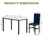 Modern 5 Piece Faux Marble Kitchen Dining Table Set for 4 with PU Leather Chairs, Dinette for Small Spaces, Breakfast Nook