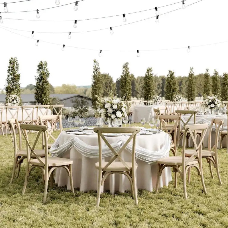 Indoor/Outdoor Commercial Grade Wood Look Resin Cross Back Chair - 19.25W x 19.75D x 35.25H