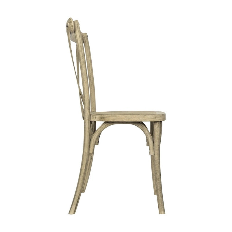 Indoor/Outdoor Commercial Grade Wood Look Resin Cross Back Chair - 19.25W x 19.75D x 35.25H