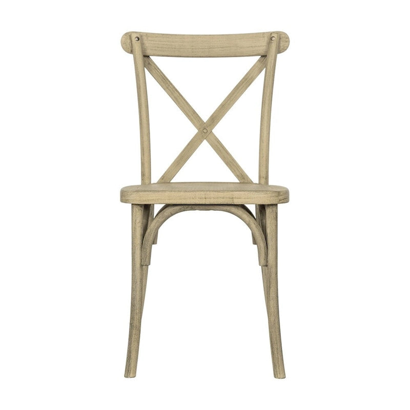 Indoor/Outdoor Commercial Grade Wood Look Resin Cross Back Chair - 19.25W x 19.75D x 35.25H