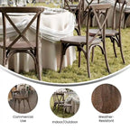 Indoor/Outdoor Commercial Grade Wood Look Resin Cross Back Chair - 19.25W x 19.75D x 35.25H