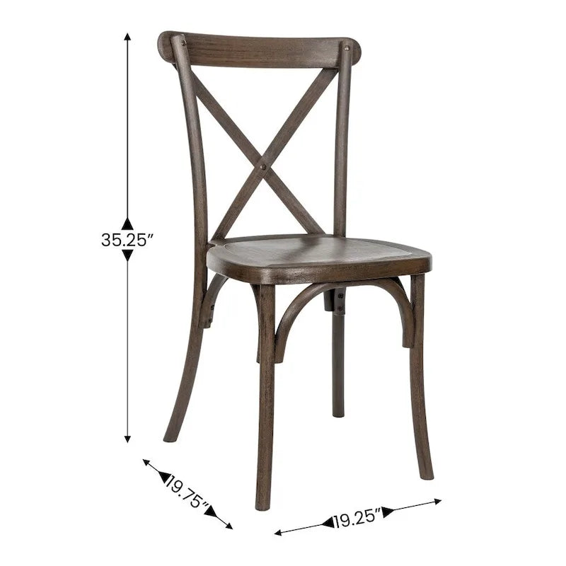 Indoor/Outdoor Commercial Grade Wood Look Resin Cross Back Chair - 19.25W x 19.75D x 35.25H