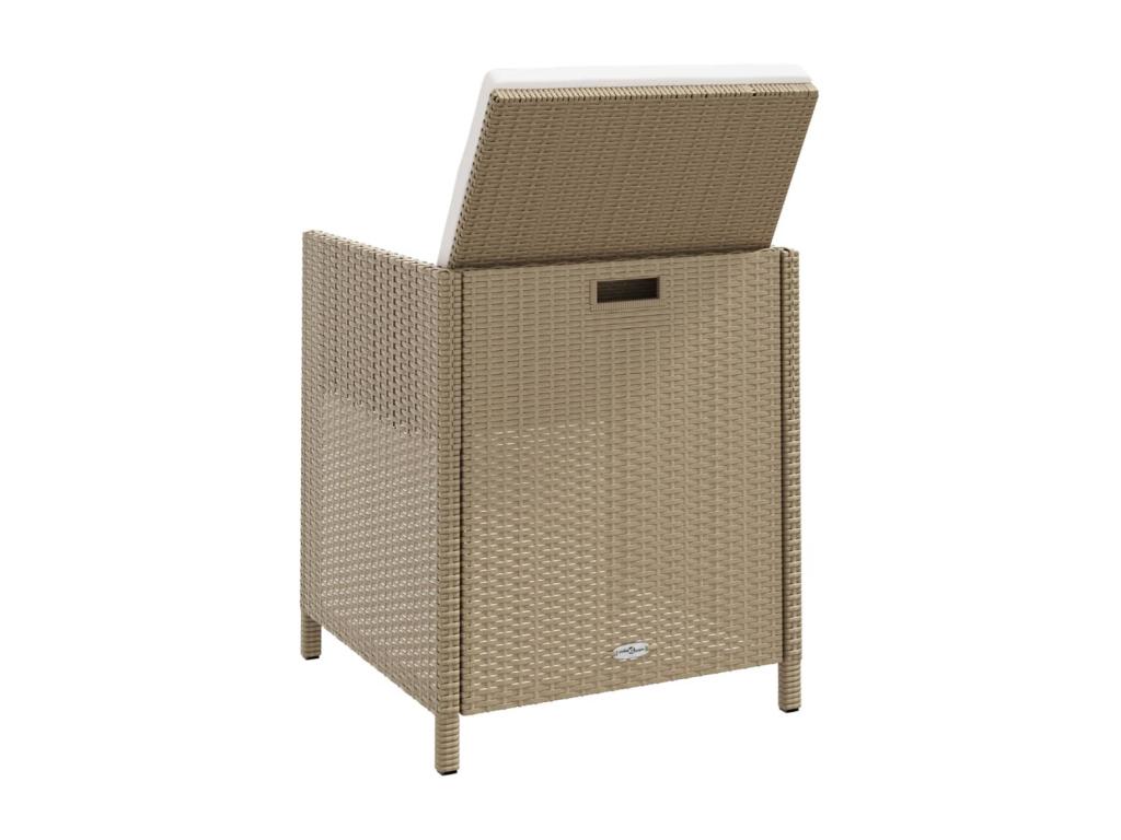 Garden chairs with stools, set of 2, woven resin, beige, 28045QMQP