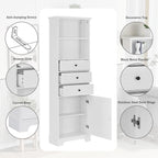 68 Tall Freestanding Bathroom Cabinet with 3 Drawers and Adjustable Shelves