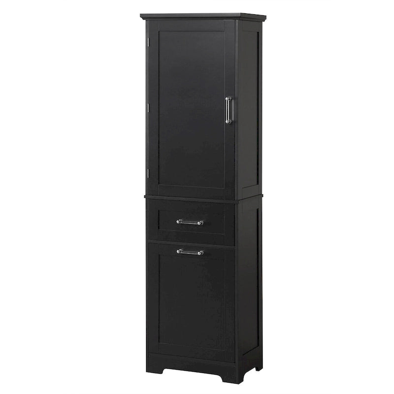 20 in. W x 13 in. D x 68.1 in. H Linen Cabinet with 2-Different Size Drawers and Adjustable Shelf
