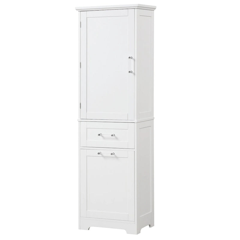 20 in. W x 13 in. D x 68.1 in. H Linen Cabinet with 2-Different Size Drawers and Adjustable Shelf