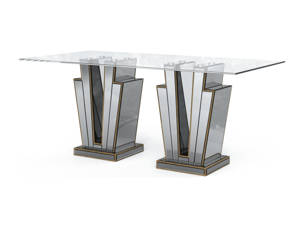 Maisonpuretop mirrored dining table with transparent top, seating 6-8, 180cm, 42223KYZR