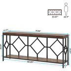 70.9 Inch Sofa Console Table with Open Storage Shelf, Industrial Narrow Extra Long Sofa Tables Entry Table Behind Couch Table