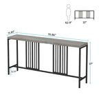 70.9 Inch Sofa Console Table with Open Storage Shelf, Industrial Narrow Extra Long Sofa Tables Entry Table Behind Couch Table