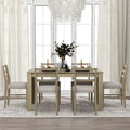 7 PCS Wooden Dining Table Set for 6 with Extendable Table
