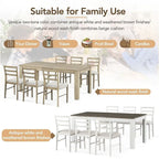 7 PCS Wooden Dining Table Set for 6 with Extendable Table