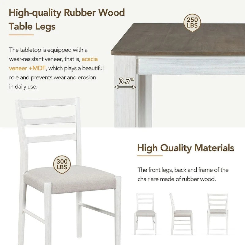 7 PCS Wooden Dining Table Set for 6 with Extendable Table