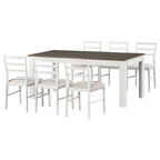 7 PCS Wooden Dining Table Set for 6 with Extendable Table