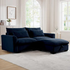 Sectional Sofa Comfy Corduroy Couch with Pillows and Round Armrests,Corduroy Sofa Sleeper Deep Couches with Storage Ottoman